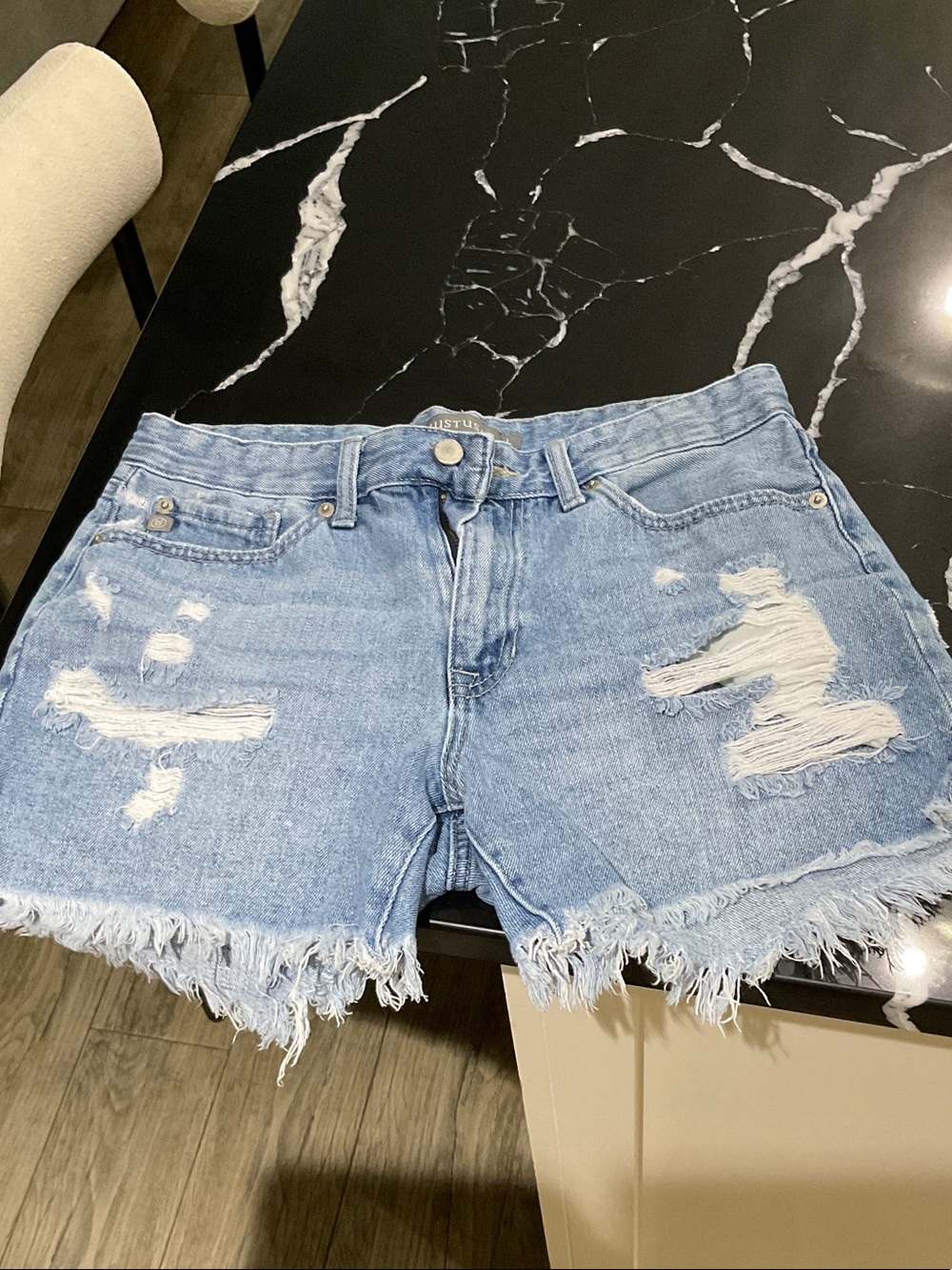 Just USA Light Blue Distressed Denim Cutoff Shorts